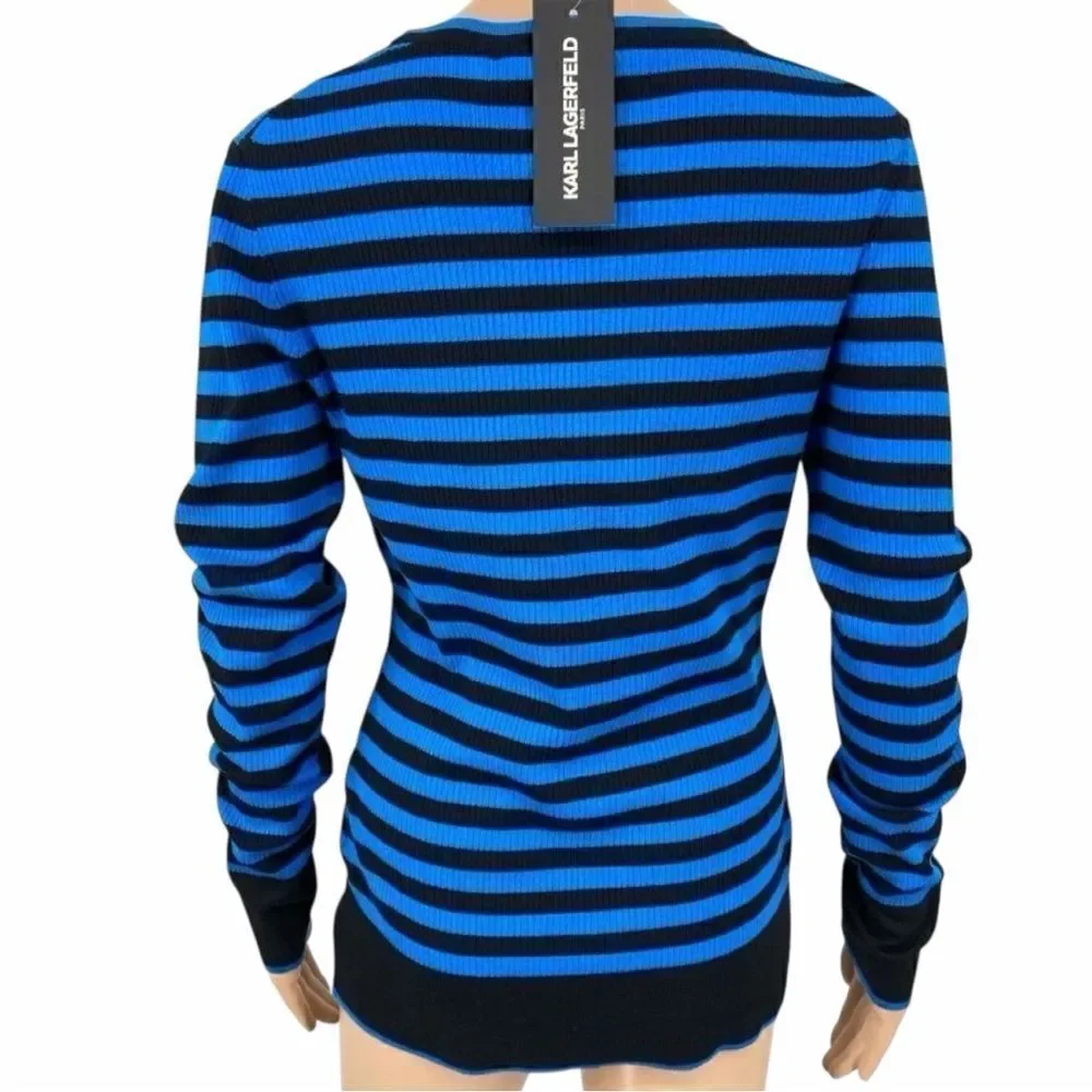 NWT Karl Lagerfeld Paris Signature Stretch Knit Sweater Size M